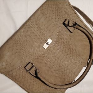 Merona Beige Purse/ Handbag Toned Accents "14 x 12"